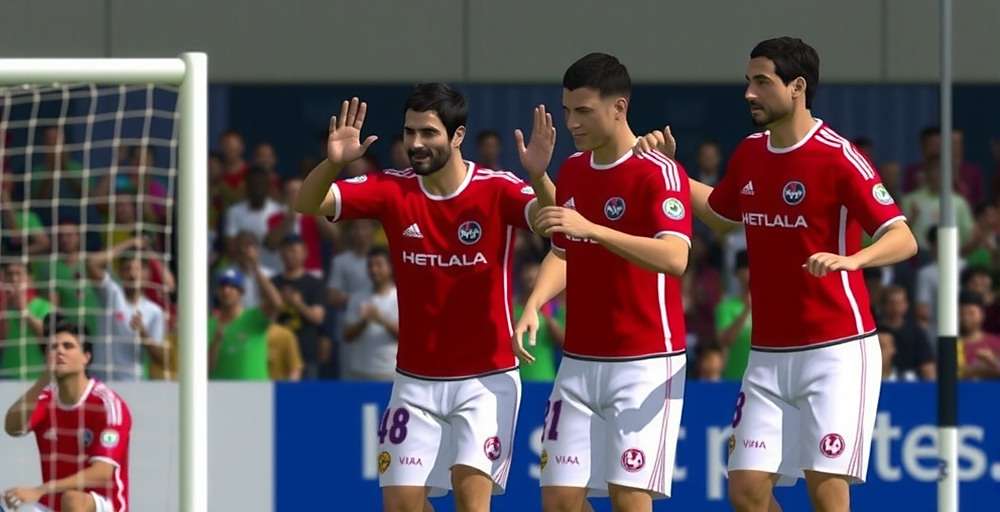 Hyderabad FC players celebrating a goal in FIFA 13: Hyderabad FC Legacy